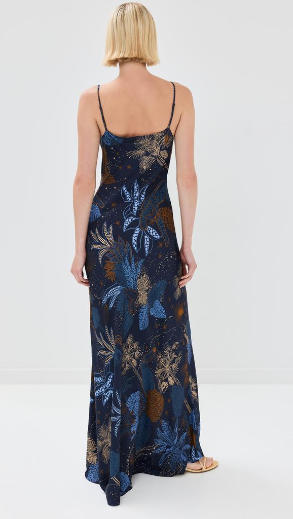FARM Rio Night Jungle Navy Blue Slip Dress