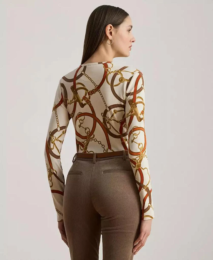 Ralph Lauren Women
s Belting-Print Cotton Long-Sleeve Tee 2
