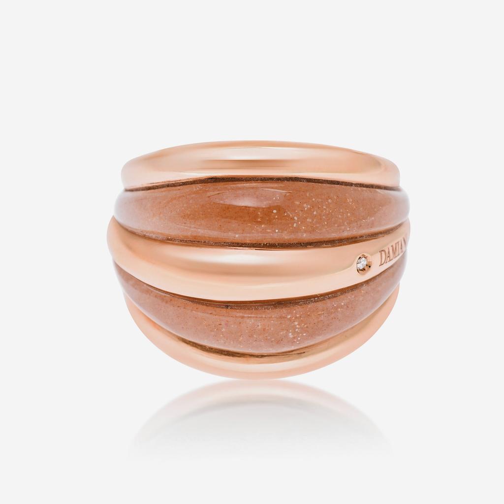Damiani Damiani Spicchi di Luna 18K Rose Gold, and Diamond Sunstone Dome Ring Sz. 5.75 20077164