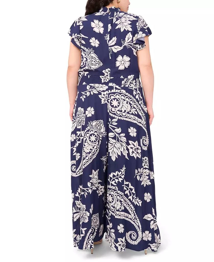 MSK Plus Size Printed Mock-Neck Short-Sleeve Jumpsuit 2