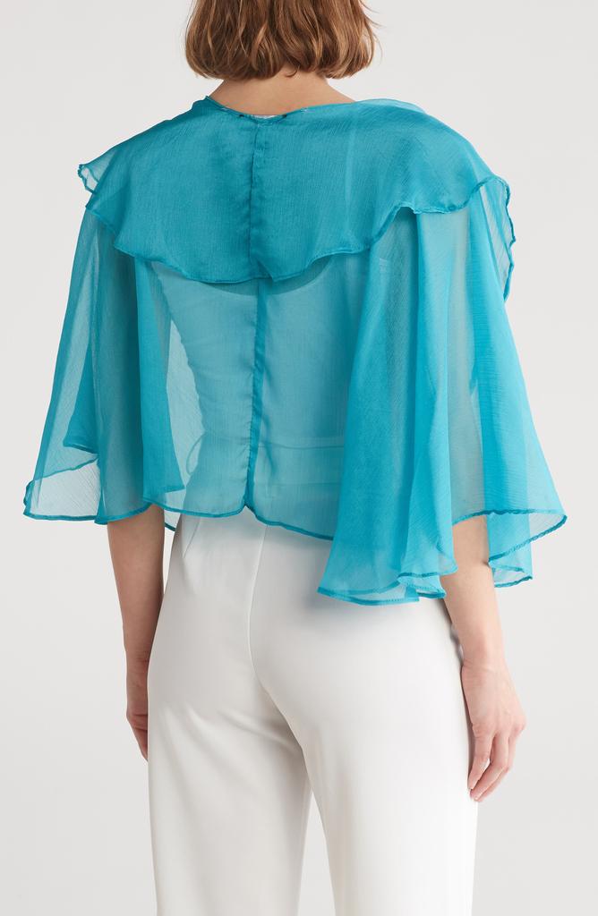 Laundry by Shelli Segal Double Ruffle Tie Front Wrap Top