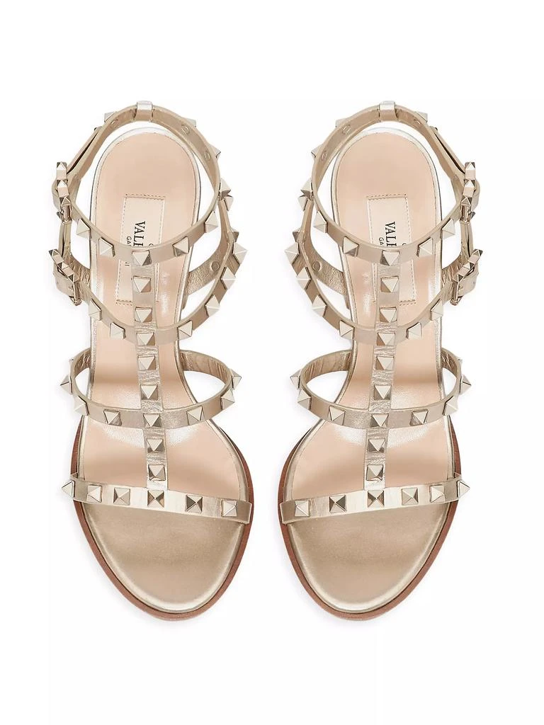 Valentino Rockstud Metallic Calfskin Leather Ankle Strap Sandals 90 MM 4