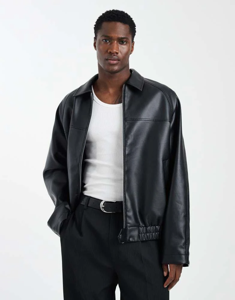 ASOS ASOS DESIGN faux leather jacket in black
