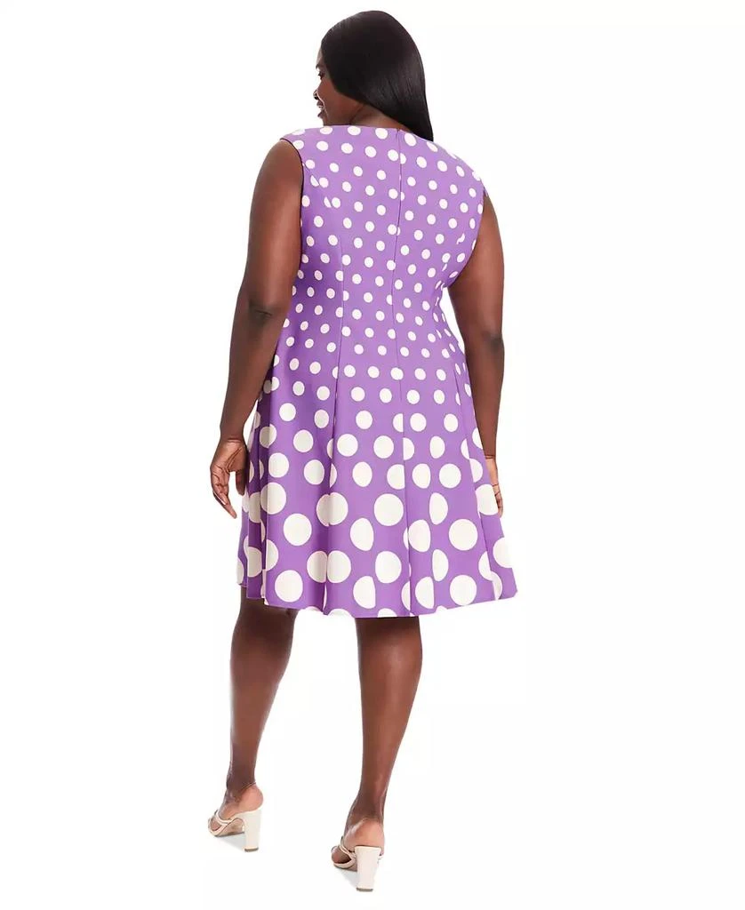 London Times Plus Size Polka-Dot Fit & Flare Dress 3