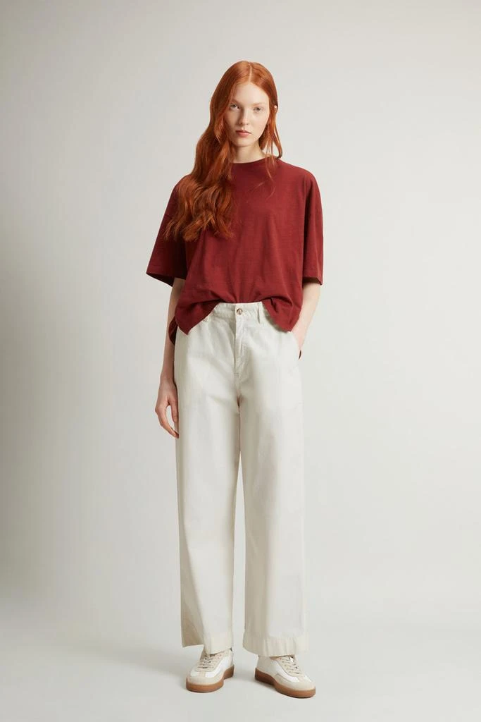 Woolrich Garment-Dyed Pure Cotton Chino Pants - Women - White 1