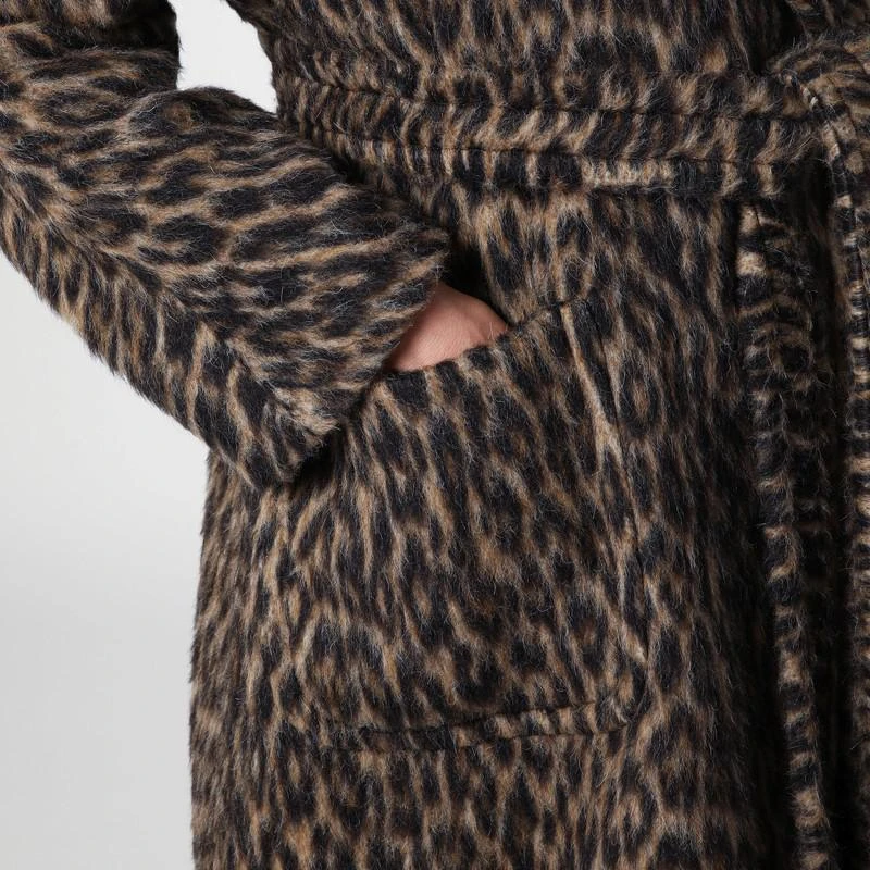 TAGLIATORE Wool blend leopard print dressing gown coat 4
