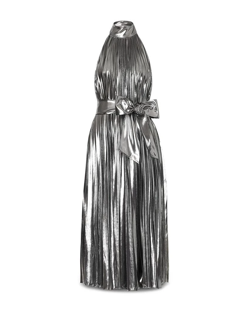 Milly Idena Pleated Lame Halter Dress 4