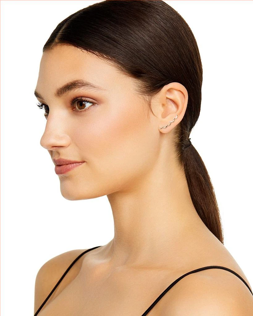 Bloomingdale's 14K Yellow Gold Zigzag Hammered Climber Earrings 5