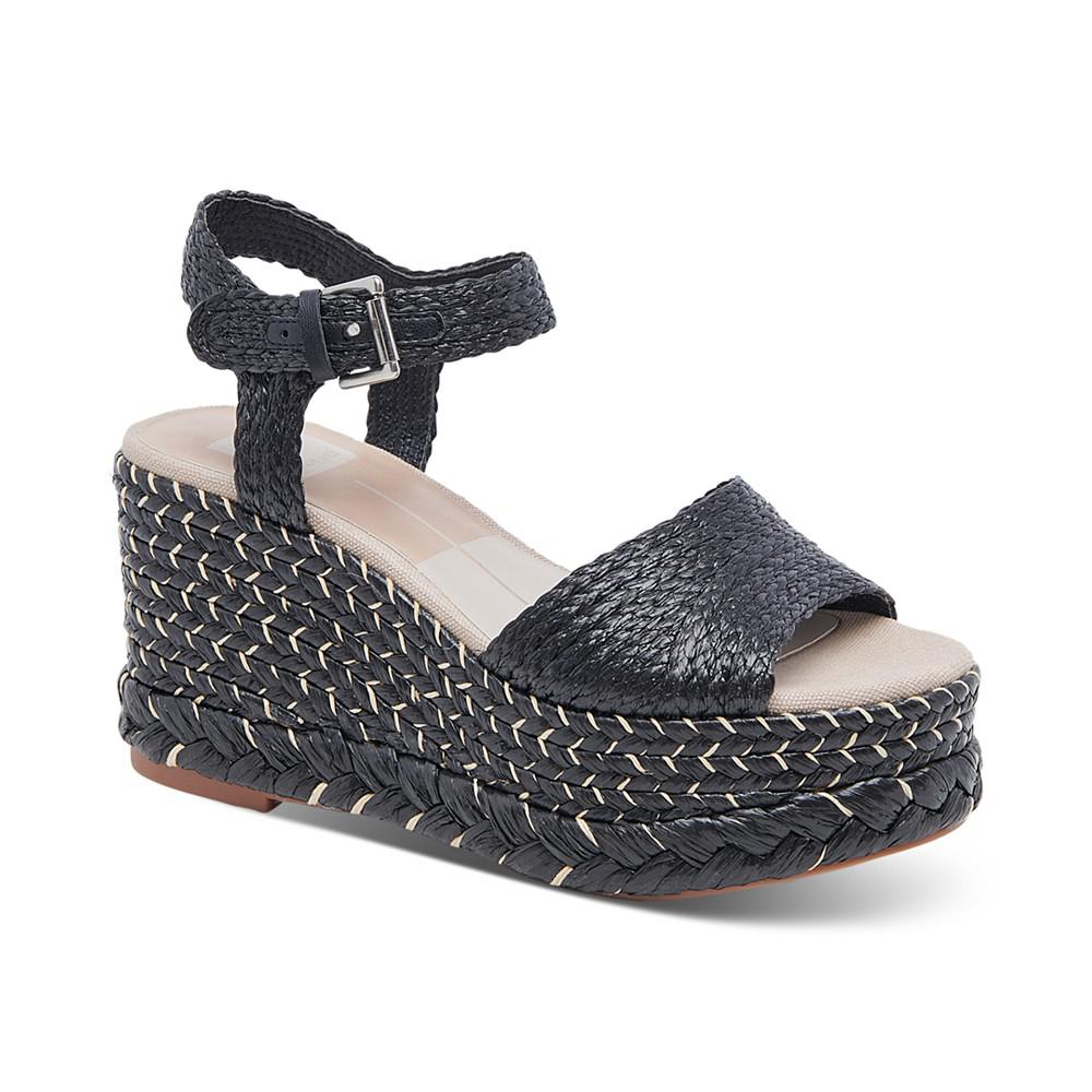 Dolce Vita Women's Tiago Raffia Ankle-Strap Espadrille Platform Wedge Sandals