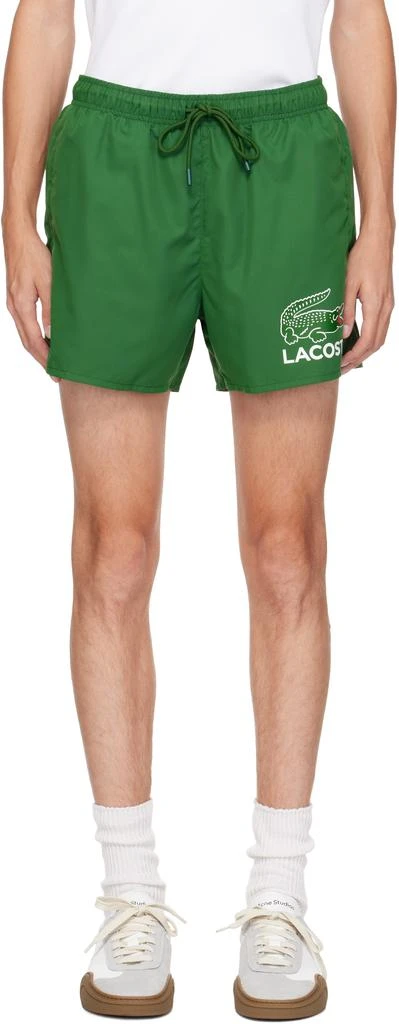 Lacoste Green Croc Print Swim Shorts 1