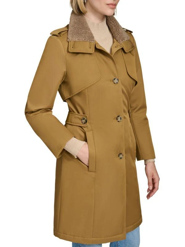 Andrew Marc Teagan Faux Shearling Single-Breasted Trench Coat 3
