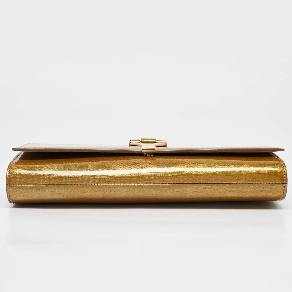 Yves Saint Laurent Yves Saint Laurent Gold Patent Leather Y-Ligne Flap Clutch 8