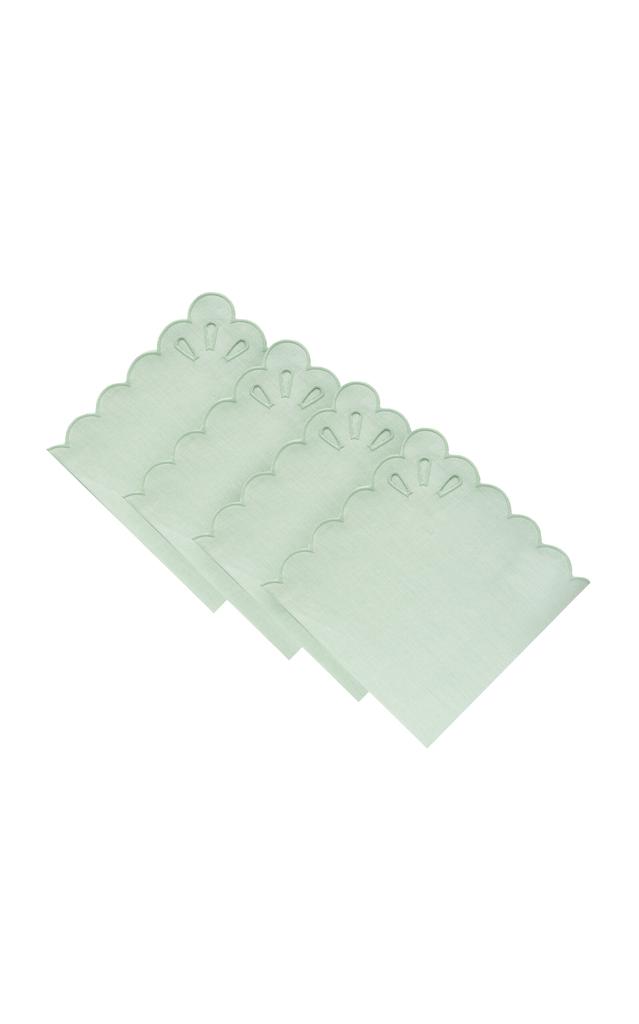 MoDA Moda Domus - Set-of-Four Handcrafted Linen Napkins - Green - Moda Operandi