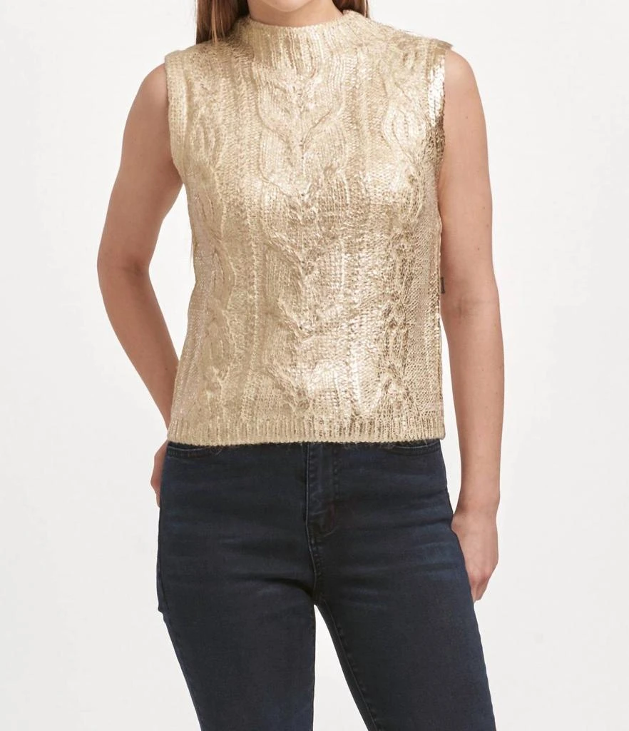 DEAR JOHN DENIM Tatiana Crew Neck Sleeveless Sweater In Rose Gold 1
