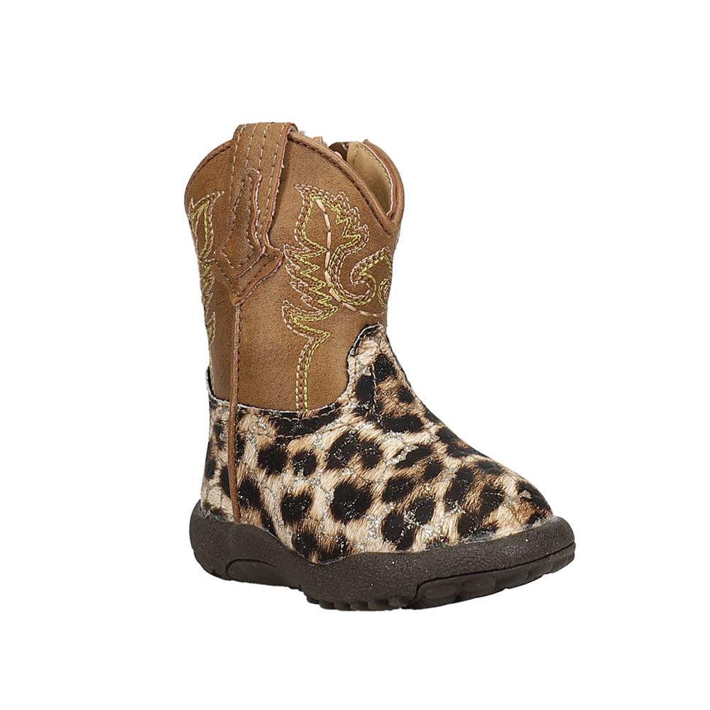Roper Glitter Leopard Round Toe Cowboy Boots (Infant-Toddler)