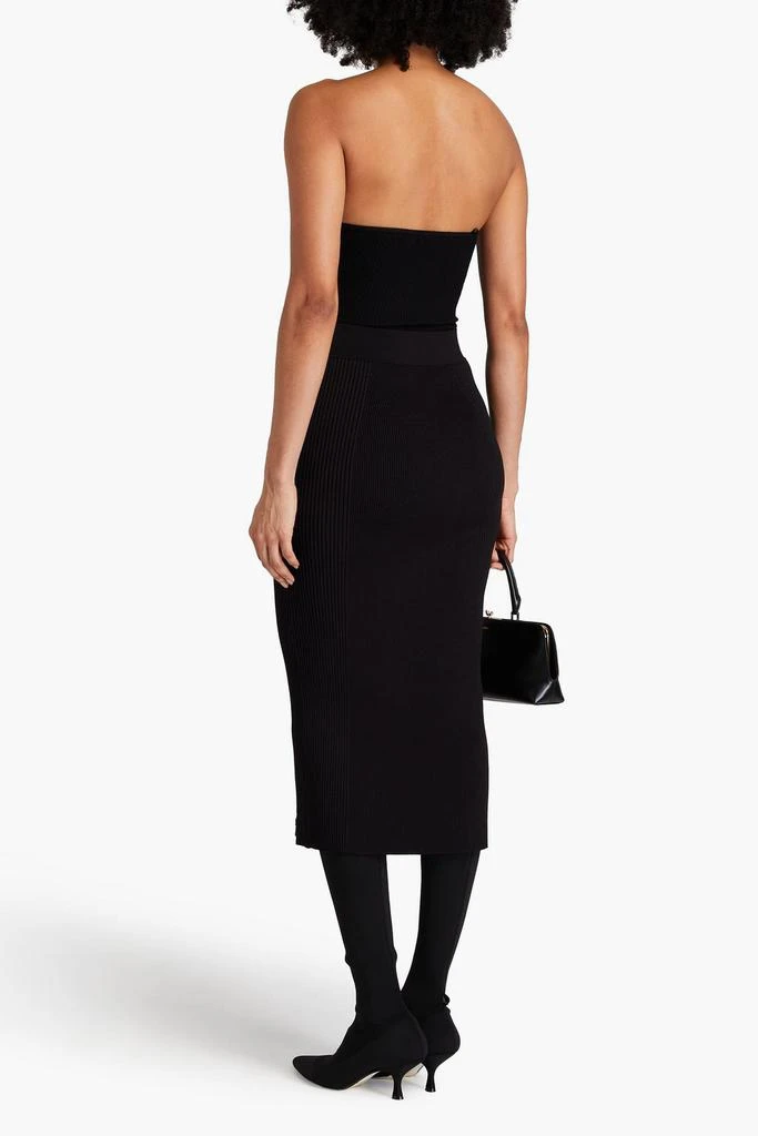 SIMKHAI Helix lace-up ribbed-knit midi skirt 3