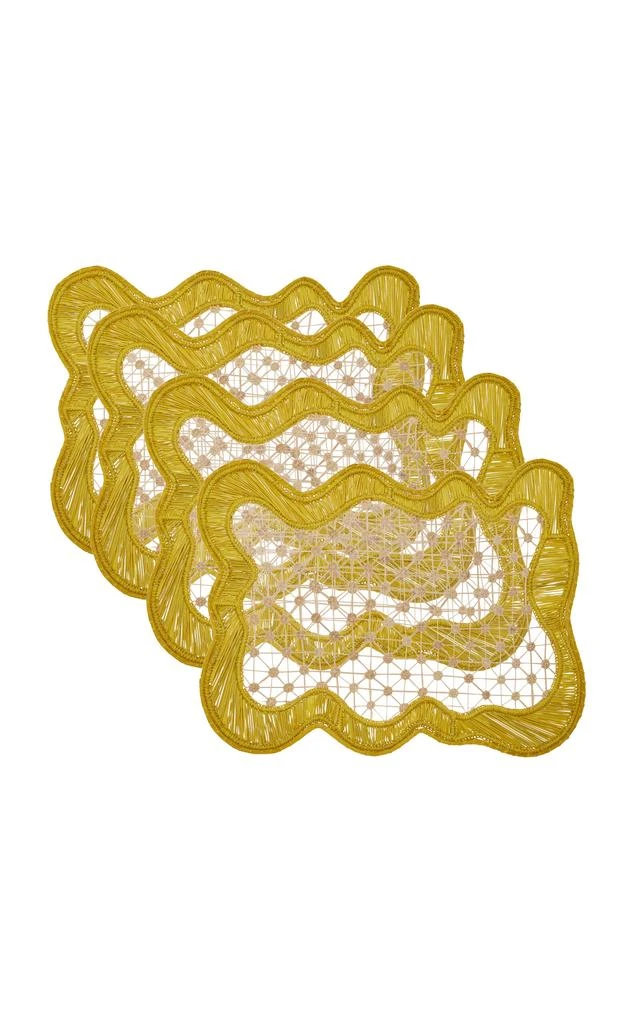 MoDA Moda Domus - Set-of-Four Pollera Wicker Placemats - Yellow - Moda Operandi 1