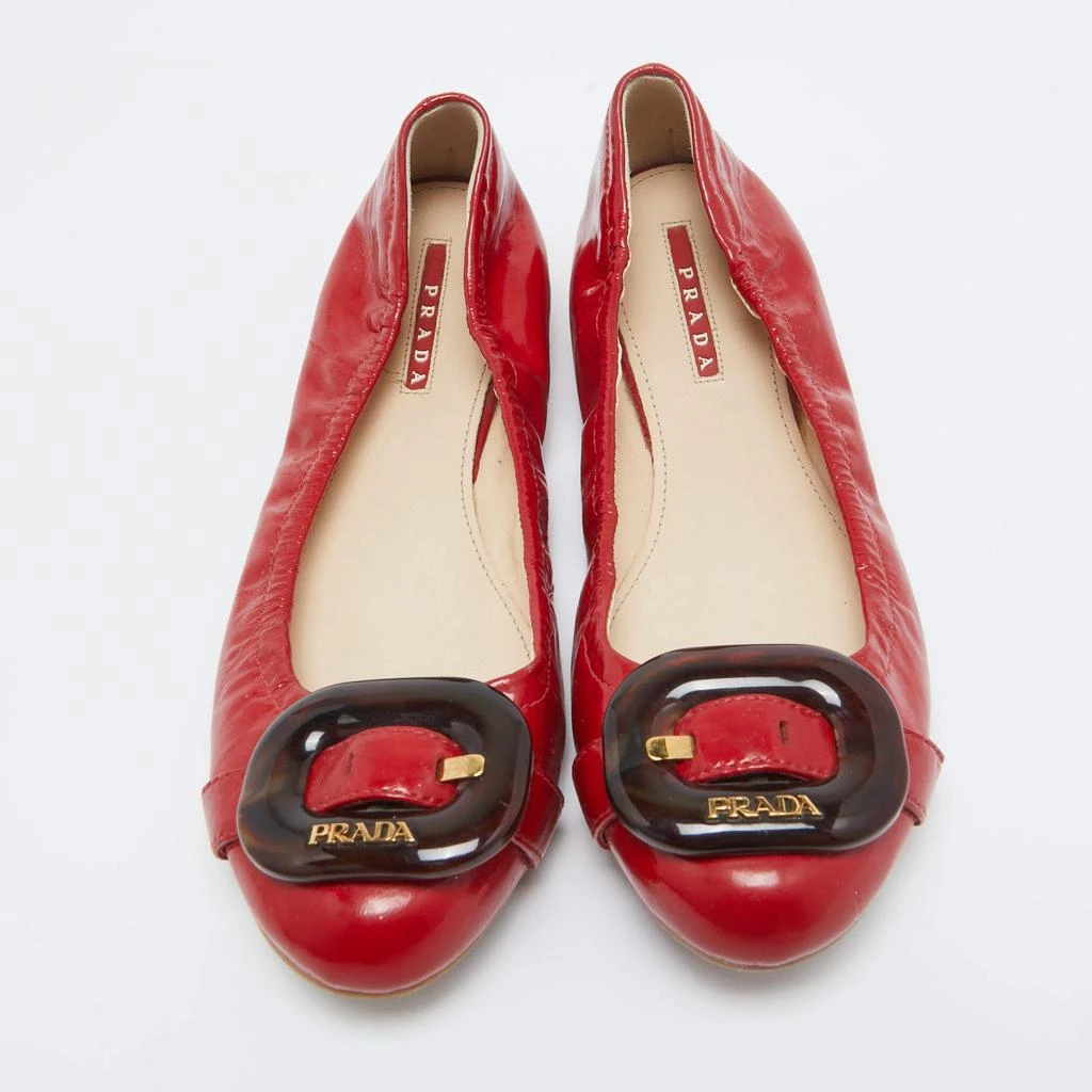 Prada Prada Sport Red Patent Leather Buckle Ballet Flats Size 39 3