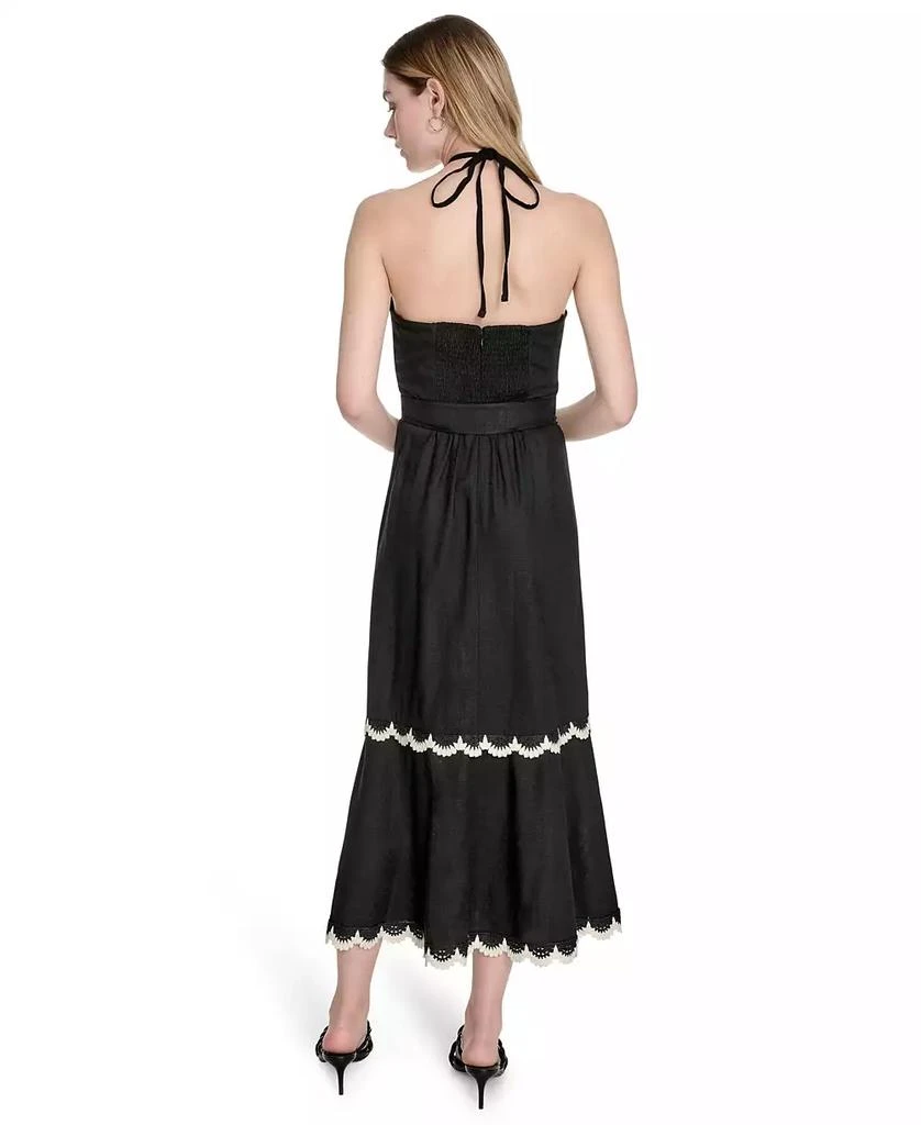 Eliza J Women's Beaded-Strap Contrast-Trim Halter Midi Dress 3