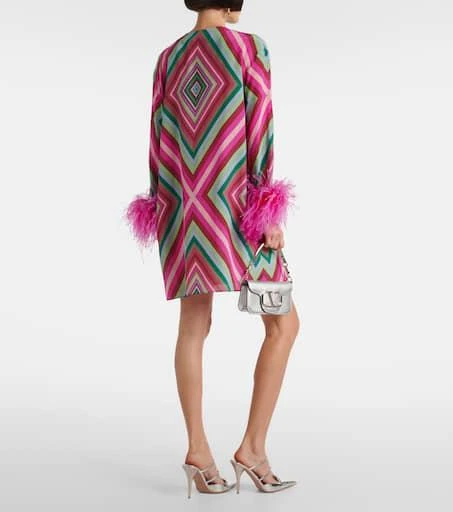 Valentino Feather-trimmed silk crêpe de chine minidress 3