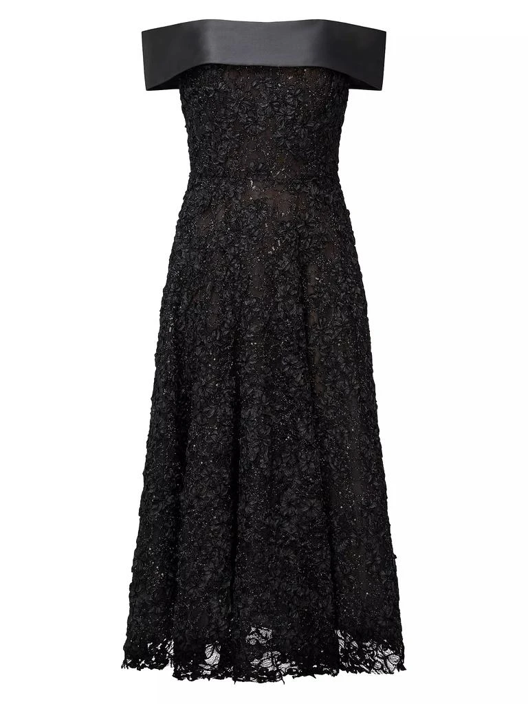 Theia Roxy Lace Off-The-Shoulder A-Line Midi-Dress 1
