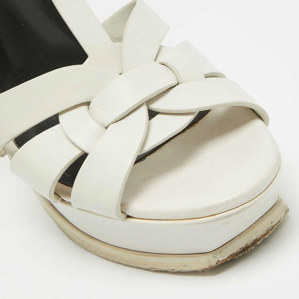 Yves Saint Laurent Saint Laurent White Leather Tribute Ankle Strap Sandals Size 38 7