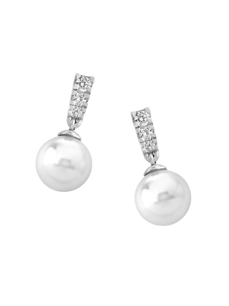 Majorica Lilit Rhodium-Plate, Crystal & Faux Pearl Short Drop Earrings