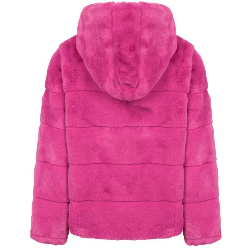 Apparis Goldie faux fur hooded confetti pink jacket with pockets 2