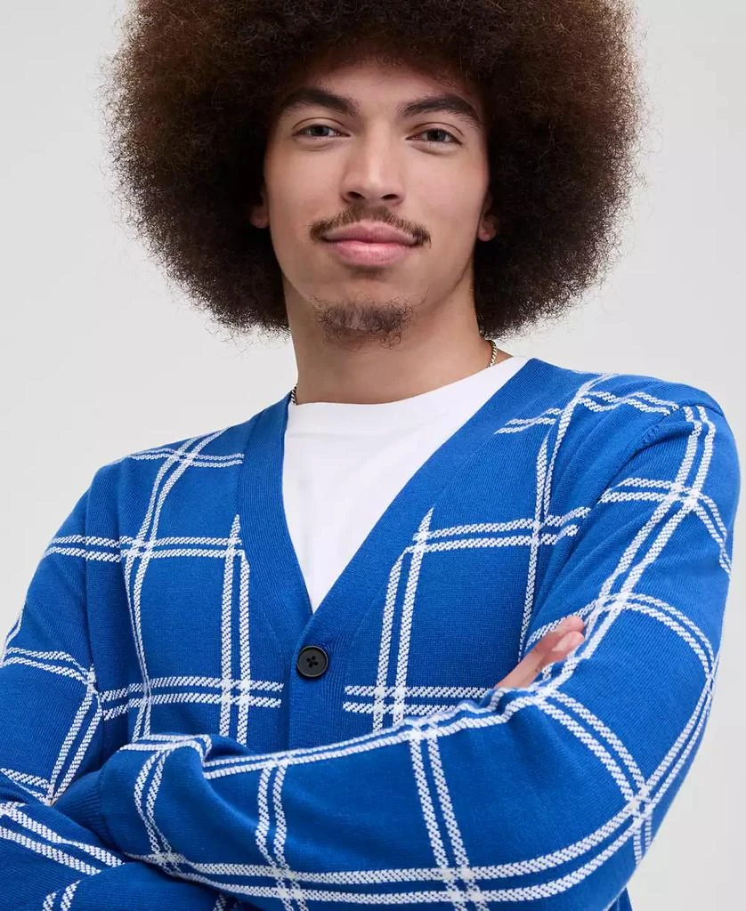Club Room Men's Cotton Windowpane-Plaid Cardigan Sweater, Exclusively at Macy's 8