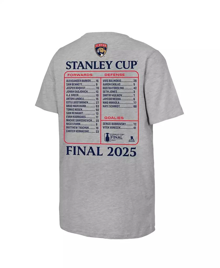 Fanatics Big Boys and Girls Heather Gray Florida Panthers 2025 NHL Stanley Cup Playoffs Roster T-Shirt 3