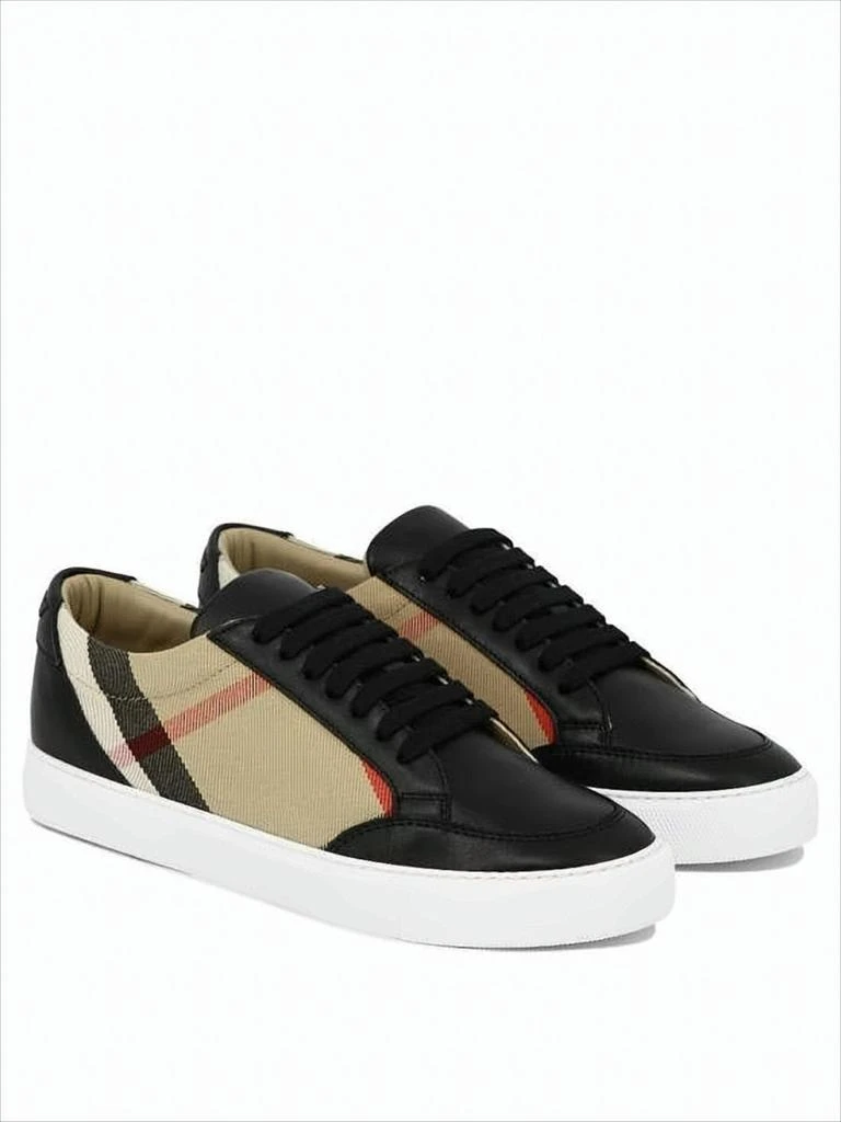Burberry Check Panel Low-Top Sneakers with Smooth 2
