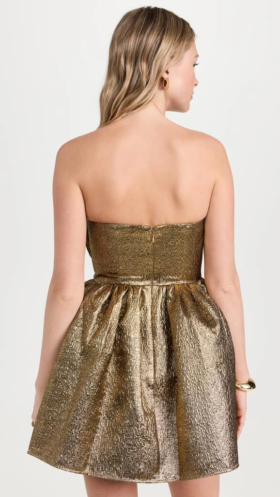 Self Portrait Gold Metallic Jacquard Mini Dress 2