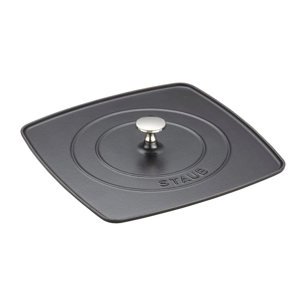 Staub Cast Iron 10.3-inch Square Grill Press - Matte Black (Fits 12-inch Grill Pan) 1
