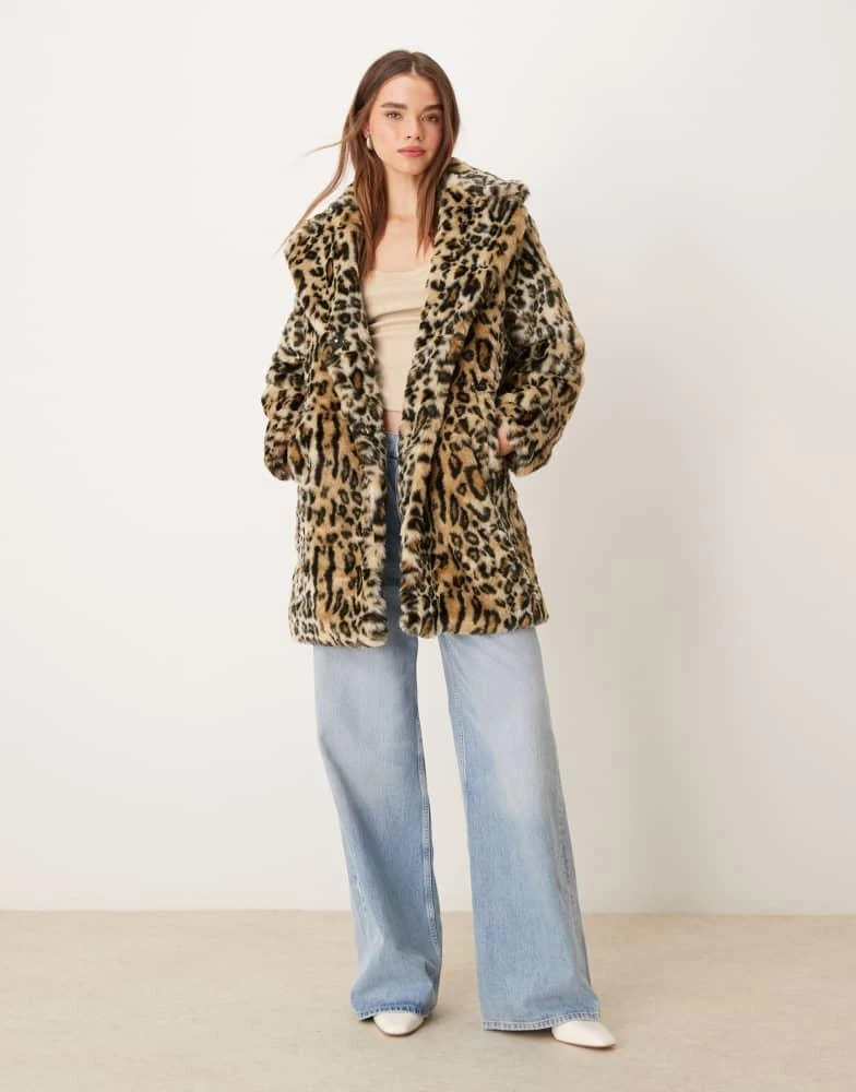 New Look New Look faux fur coat in leopard print 4