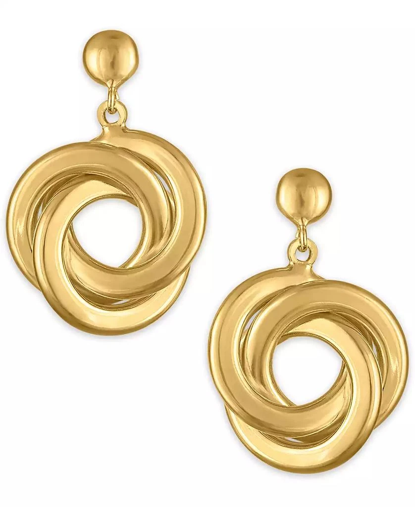 Macy's Polished Love Knot Drop Earrings in 14k Yellow Gold Over Sterling Silver 1