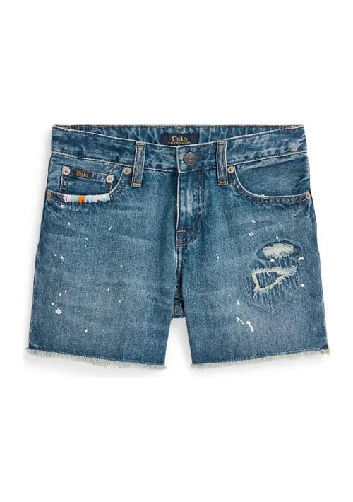 Ralph Lauren Girls 7-16 Paint Splatter Printed Cotton Denim Shorts 4