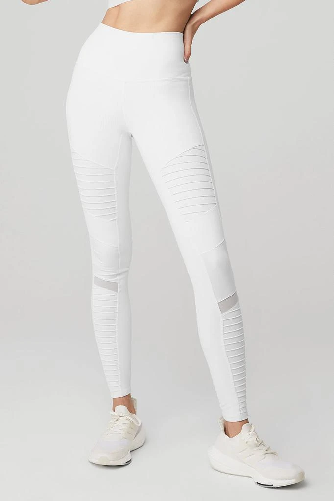 Alo High-Waist Moto Legging - White/White Glossy 1