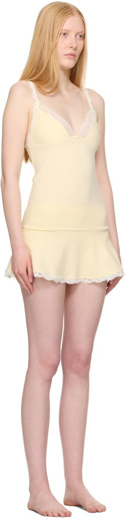 SKIMS Yellow Cotton Jersey Lace Slip Dress
