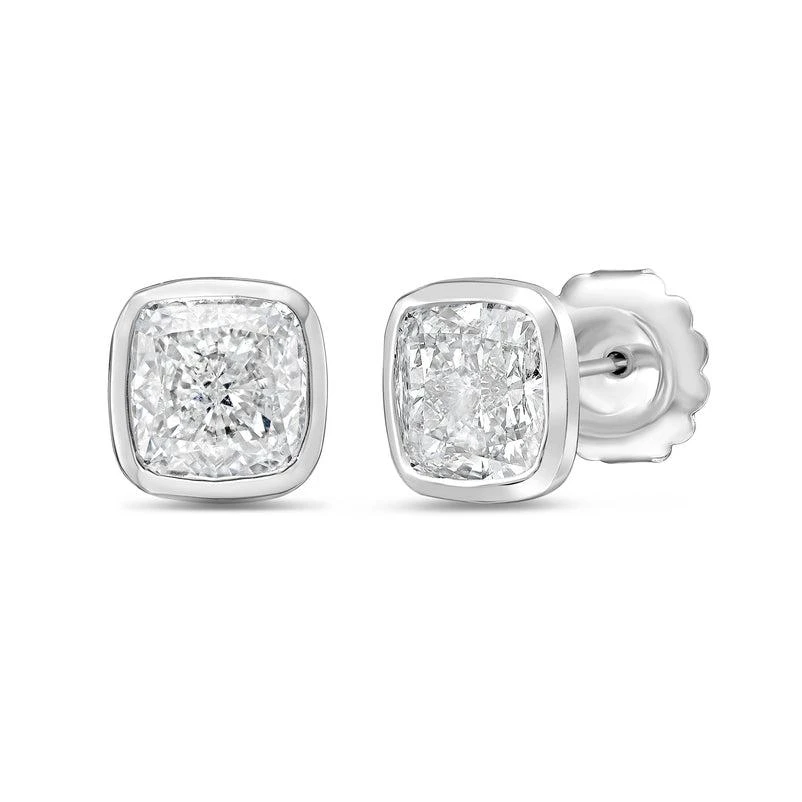 Diana M Jewels 14KT WHITE GOLD LAB GROWN CUSHION CUT STUDS IN A BEZEL SETTING WEIGHING 2.00 CTS TW 2
