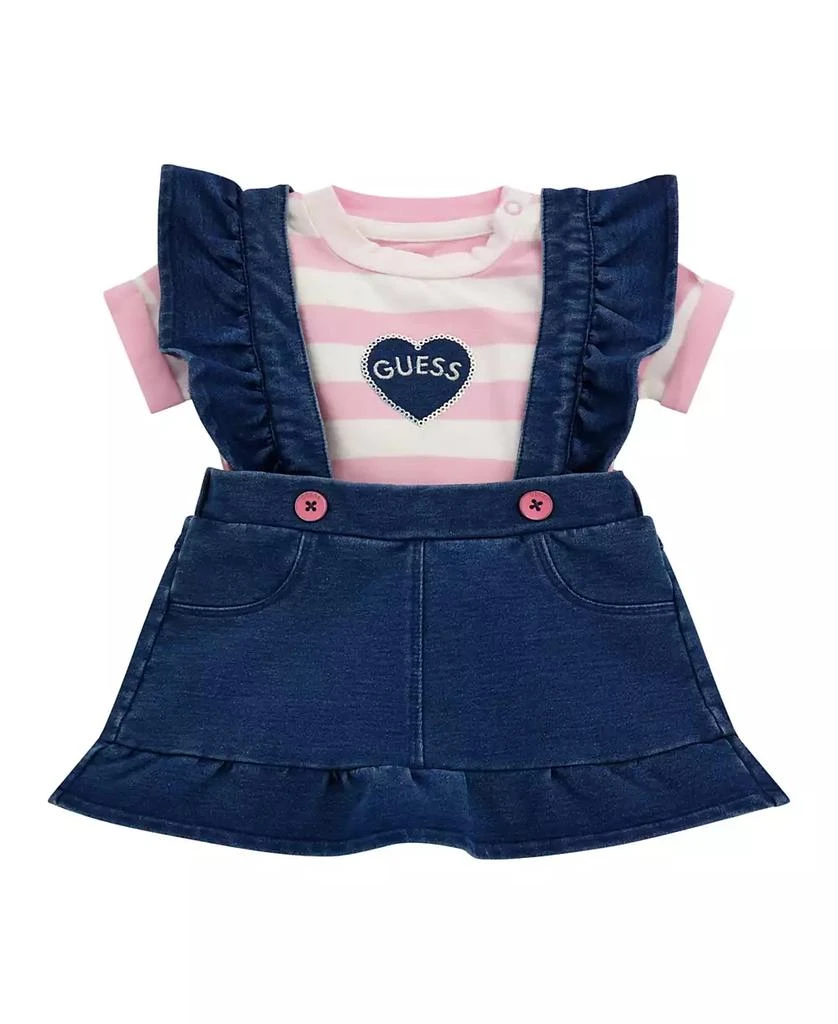 GUESS Baby Girl Bodysuit and Knit Denim Skirtall Set 1