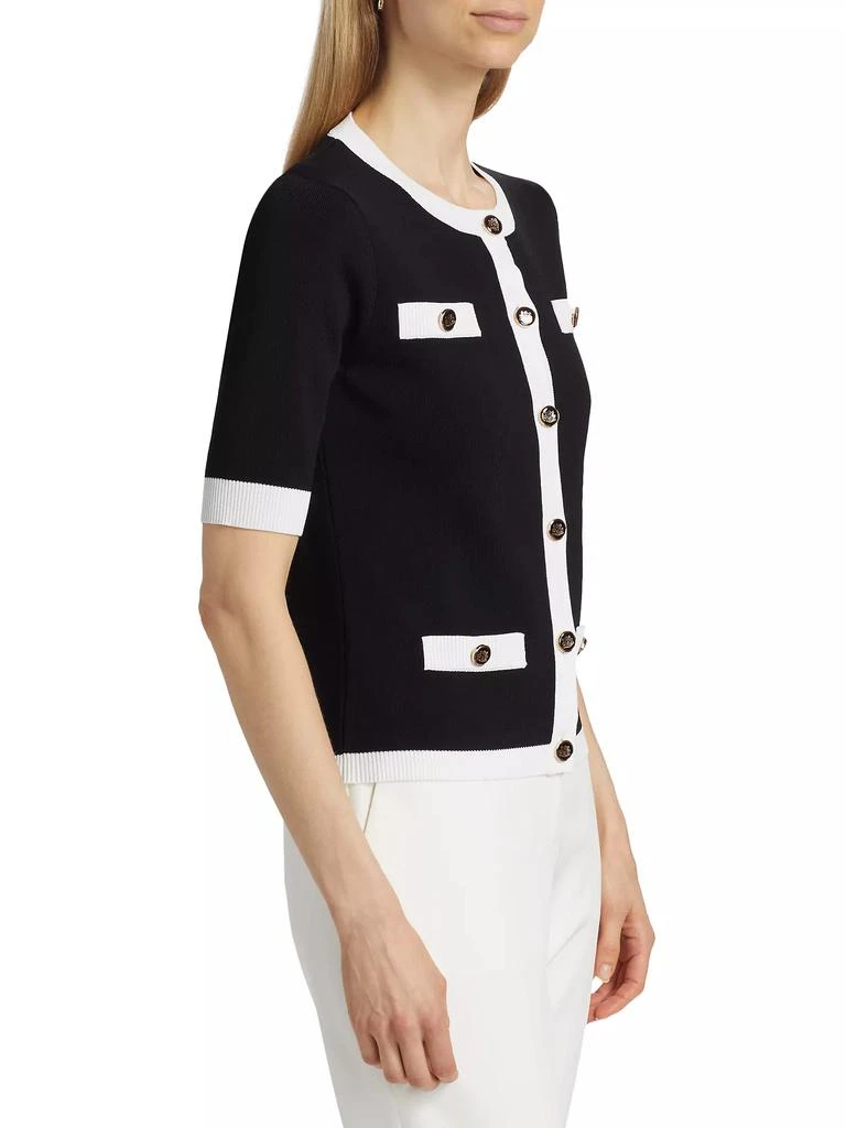 Elie Tahari Nalida Contrast Short-Sleeve Cardigan 4