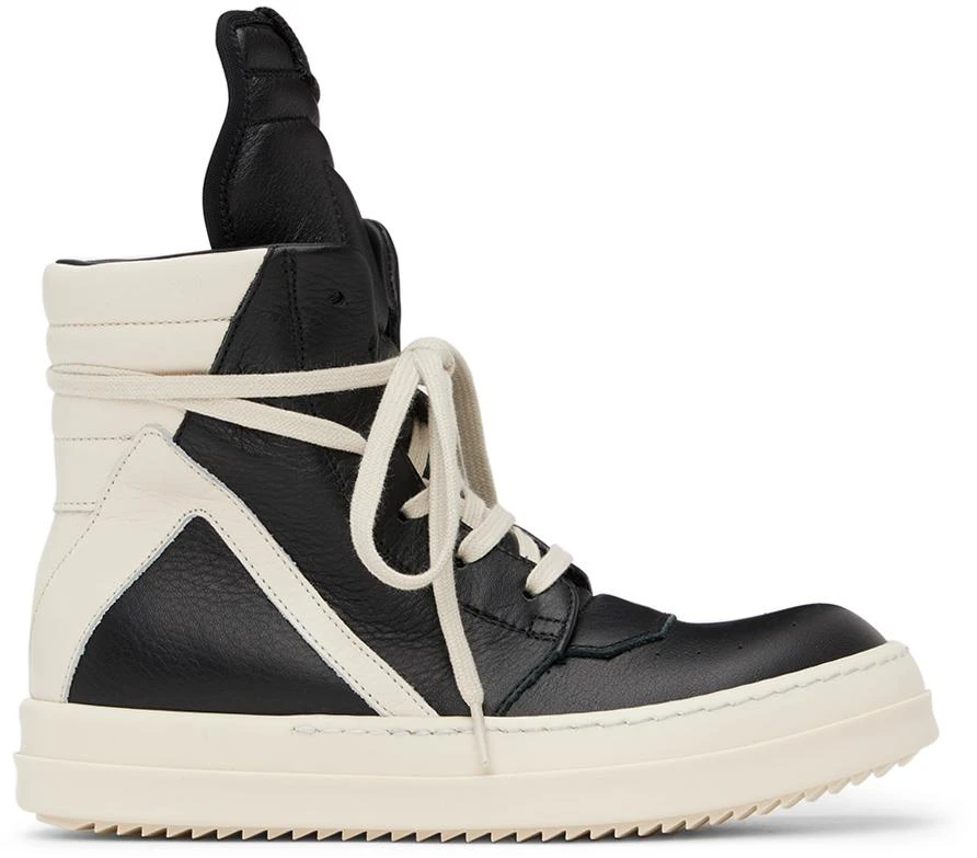 Rick Owens Kids Black & Off-White Geobasket Sneakers 1