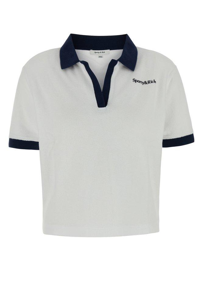 Sporty & Rich Sporty & Rich Logo Detailed Short Sleeved Polo Top