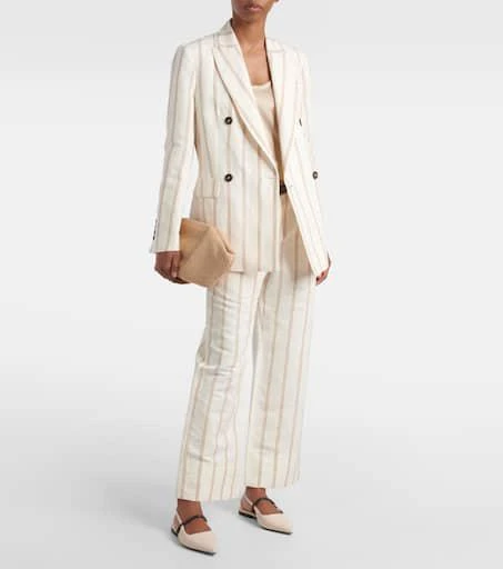 Brunello Cucinelli Striped linen and cotton blazer 2