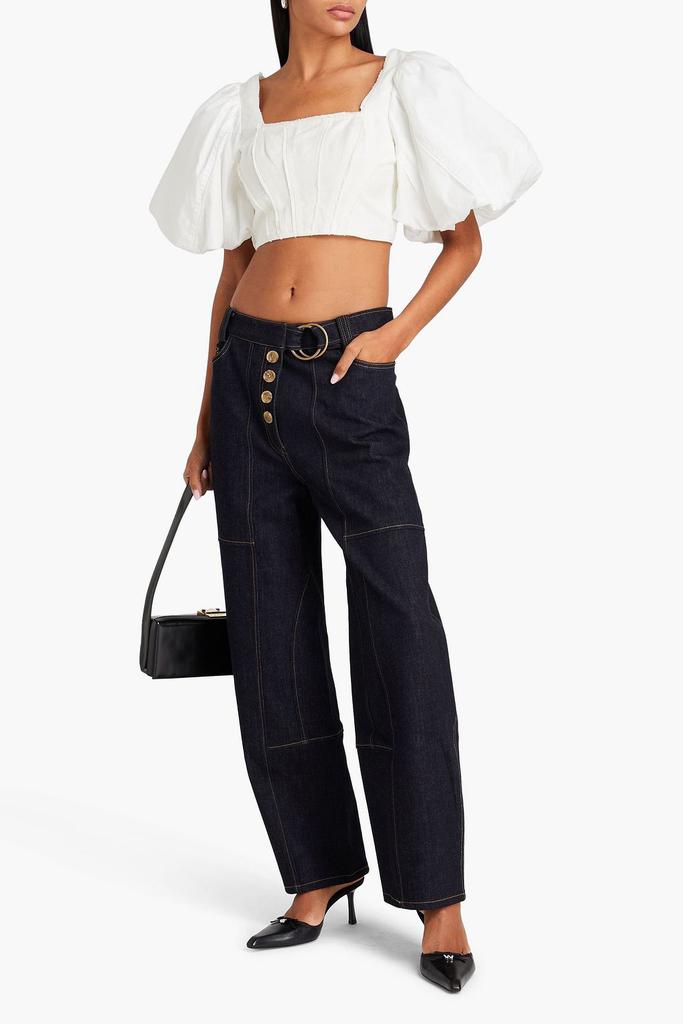 Aje Luna cropped linen-blend top