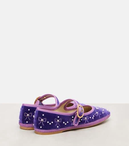 Valentino Endouce sequined velvet Mary Jane flats 2