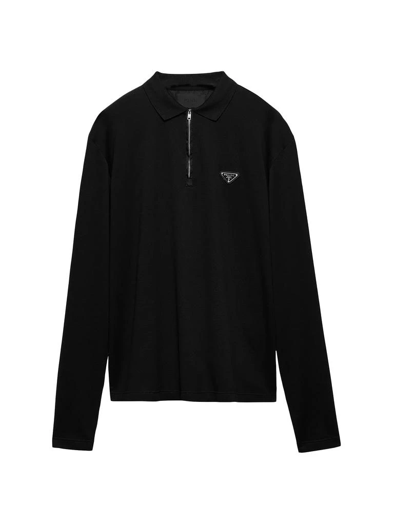 Prada Long Sleeved Piqué and Re-Nylon Polo Shirt 1