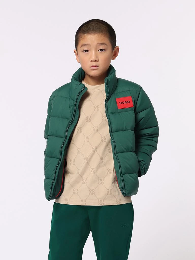 Hugo Boss Hugo Boys Logo Puffer Jacket in Green 2