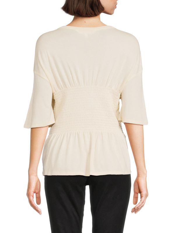 Joie Helena Smocked Wool Blend Top