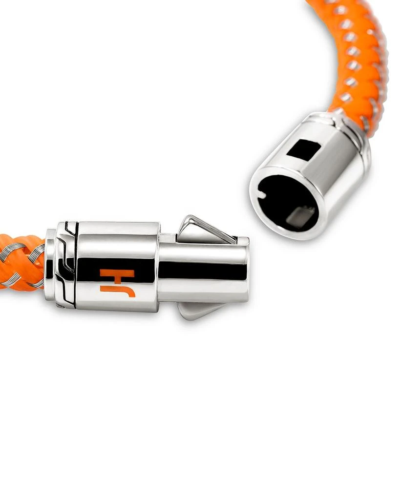 John Hardy Men
s Sterling Silver Orange Rubber 
Stainless Steet Cord Bracelet 6